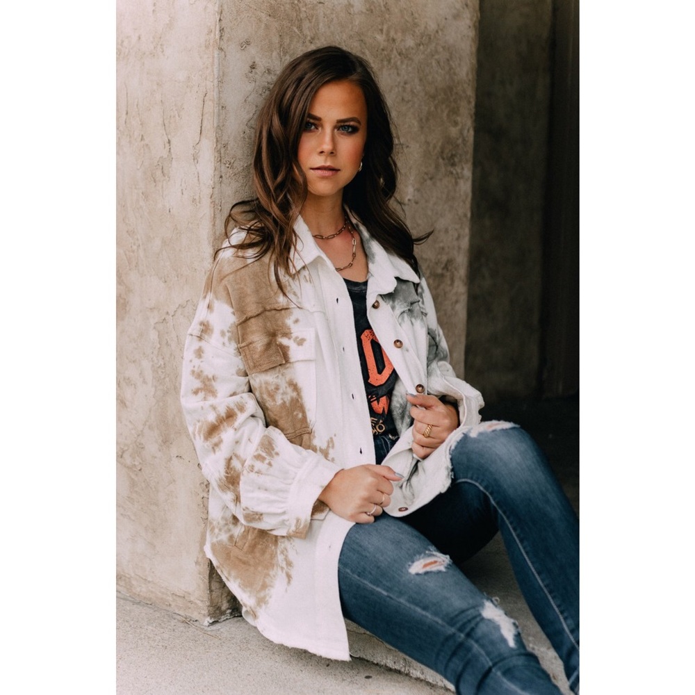 PRICE DROP RESTOCK! Tie Dye Utility Jacket in Toasted Coffee - Picture 3 of 10